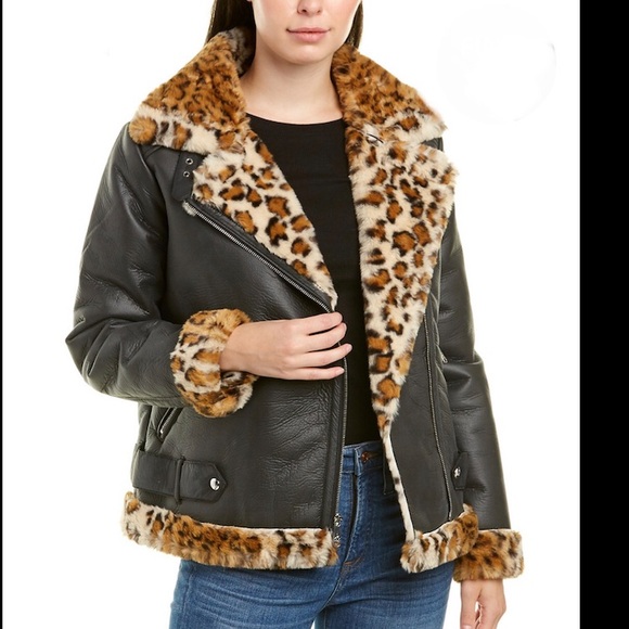 Sam Edelman leather bomber jacket coat - Picture 2 of 3